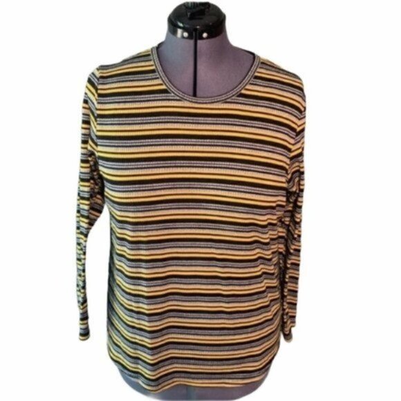 Roommates Long Sleeve Top Ribbed Multicolor Stripe - Picture 1 of 8